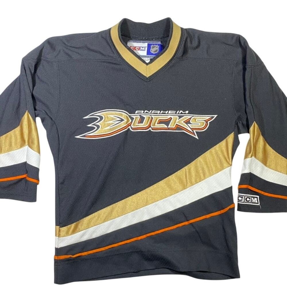 Anaheim Ducks CCM Hockey Jersey NHL Youth S/M Black Grey Gold